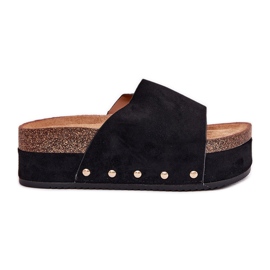 Damenflip Flops auf der massiven Plattform Eco Suede Schwarz