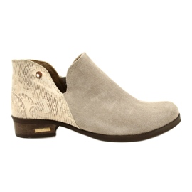 Olivier Frauen Lederstiefel beige