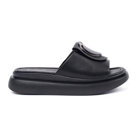 Goodin Schwarze bequeme Flip -Flops auf der Plattform