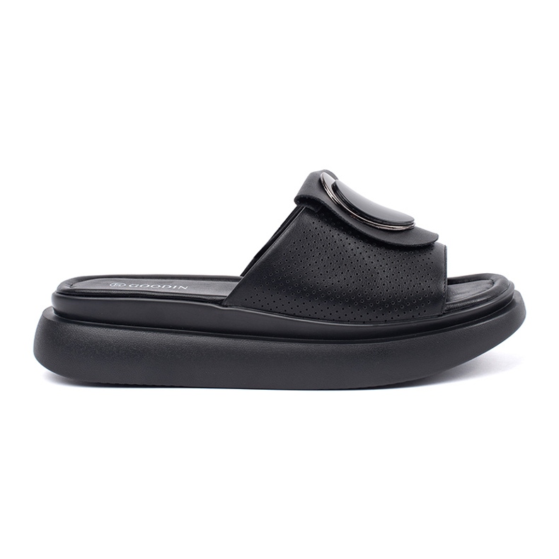 Goodin Schwarze bequeme Flip -Flops auf der Plattform