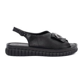 Goodin Leder elegante schwarze Sandalen