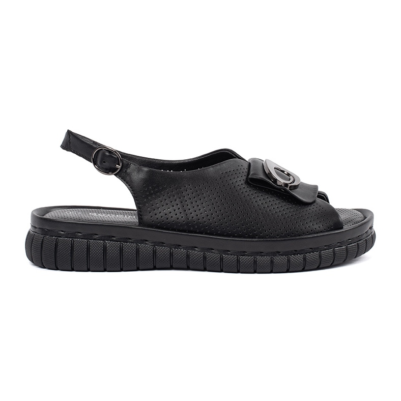 Goodin Leder elegante schwarze Sandalen