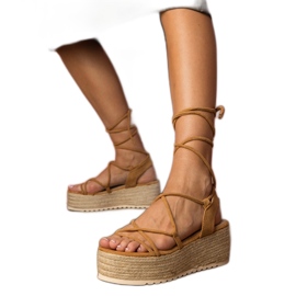 Brown Espadrilles Sandalen auf einer hohen Plattform braun