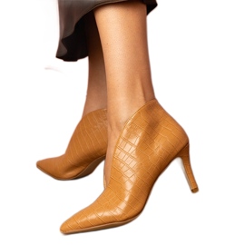 Braune elegante Stiefeletten mit hohem Absatz