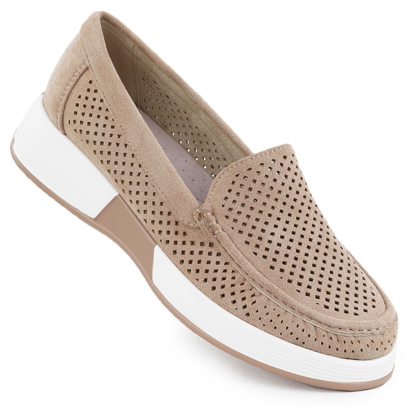 Openwork -Schuhe für Frauen auf der Sergio Leone 094H Beige Plattform