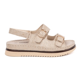Goodin Beige Sandalen mit goldenen Elementen