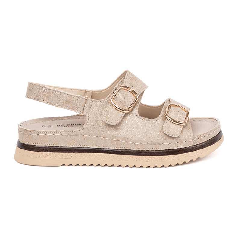 Goodin Beige Sandalen mit goldenen Elementen
