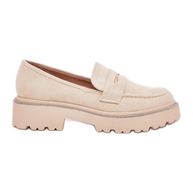 Frauen -Öko -Moccasins mit Zirkonen beige
