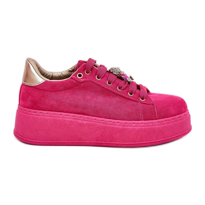 Frauen -Sneaker auf der Plattform mit Teddy Bear Fuchsia rosa