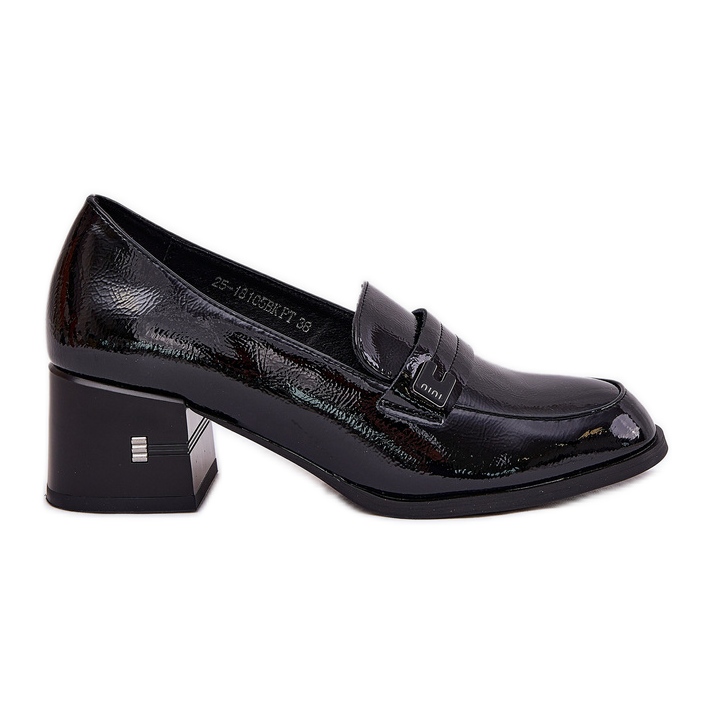 Lackierte Lederschuhe mit Vinceza 18105 Black High Heels schwarz