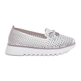 S.Barski Leder offene Frauenschuhe aus natürlichen Leder LR51-631 Silber