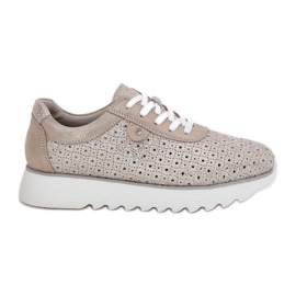 S.Barski Wildleder-Openwork-Sneaker auf der Zloty-Plattform LR51-927 golden