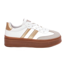 Evento Frauen -Sneaker auf der Plattform mit Eco Leder Weiß und Gold