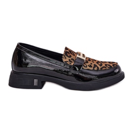 Leder lackierte Mokassins Leopard Vinceza 66790 Schwarz