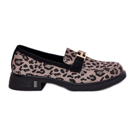Wildleder -Moccasins Frauen Vinceza 66792 grauer Leopardendruck