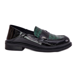 Lackiert Vinceza Damen-Leder-Moccasins 91125 grün-schwarz