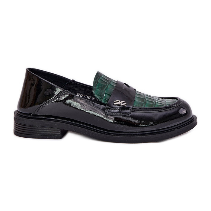 Lackiert Vinceza Damen-Leder-Moccasins 91125 grün-schwarz
