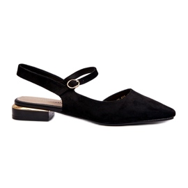 Ballerinas für Damen mit niedrigem Absatz und offenem Absatz Sergio Leone SK831 Schwarz