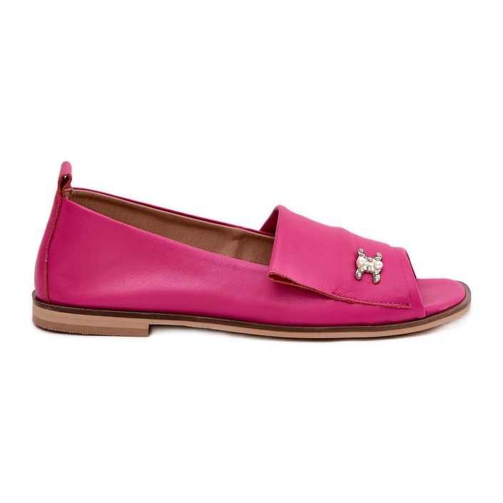 Leder elegante Ballerinas mit nackten Fingern Zazoo 1865 Fuchsia rosa