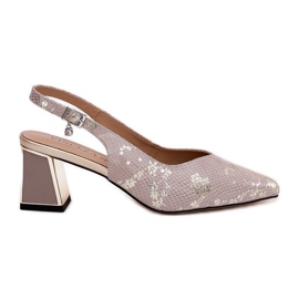 Frauen Ledersandalen auf der Säule mit hoher Werkzeuge Vinceza 66733 Gold und Silber