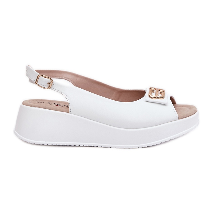 S.Barski Frauen Ledersandalen mit einem dekorativen Detail S. Barski LR51-593 Weiß