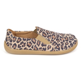 Barfuß Frauen-Lederschuhe Pollonus rutschten 5-1308-023 Leopardendruck aus beige