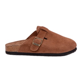 Frauen Wildleder Flip -Flops mit Big Star RR274A387 Brauner Schnalle