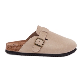 Big Star Wildleder -Flip -Flops Frauen -Clogs mit einem großen Star RR274A385 Beige Schnalle