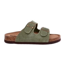 Women's Suede Flip Flops mit Big Star RR274A393 Grüne Klemmen