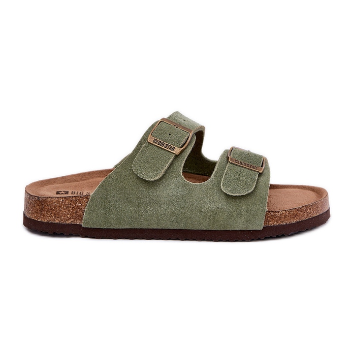 Women's Suede Flip Flops mit Big Star RR274A393 Grüne Klemmen