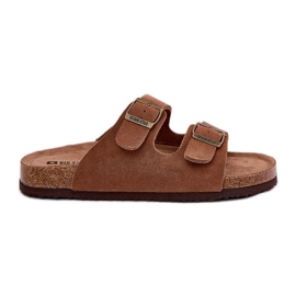Frauen Wildleder Flip Flops mit Big Star RR274A394 Braune Schnallen