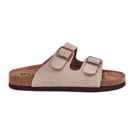 Frauen Wildleder Flip Flops mit Big Star RR274A391 Beige Schnallen