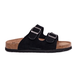 Frauen Wildleder Flip Flops mit Big Star RR274A390 Black Schnallen schwarz