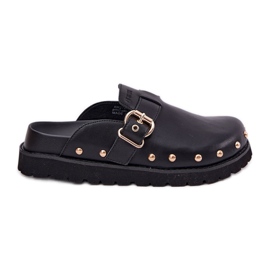 Lederflip -Flops -Frauen -Clogs auf der Big Star RR274A378 Black Platform schwarz