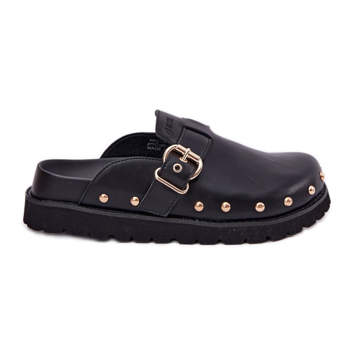Lederflip -Flops -Frauen -Clogs auf der Big Star RR274A378 Black Platform schwarz