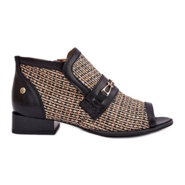 Frauen Lederstiefel mit nackten Fingern Maciejka 06934-39/00-1 Schwarz und Beige