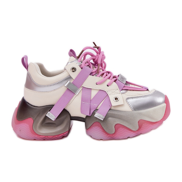 Damen -Leder -Turnschuhe auf dem massiven alleinigen Goe RR2N4030 Pink rosa