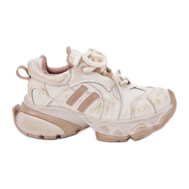 Frauen -Leder -Sneaker GOE RR2N4037 Beige