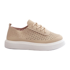 Openwork -Turnschuhe Sneakers auf der Beige -Plattform