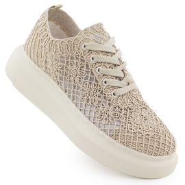 Frauenschuhe auf der Plattform Beige Vinceza 17371