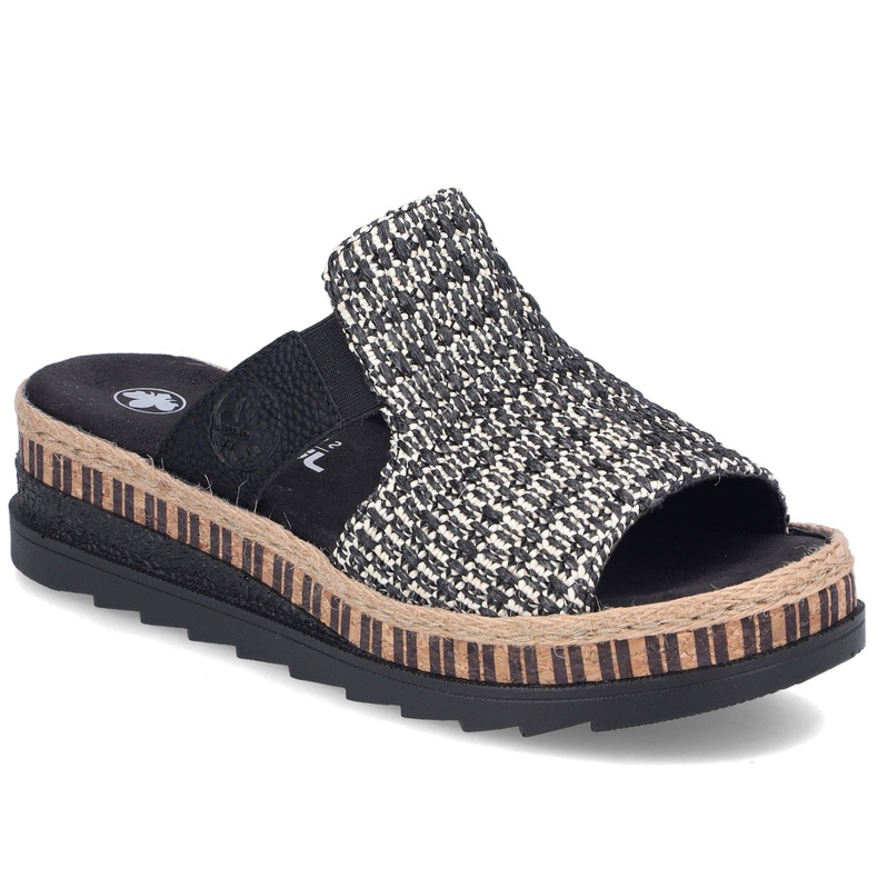 Leder-Frauen-Lederkeile schwarzer schwarzer Rieker V7953-00