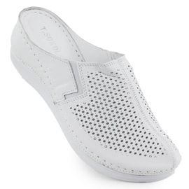 Damen-Leder-Hausschuhe aufgebaut Openwork White T.Sokolski L25-164 weiß