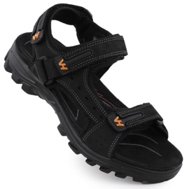 Herrenledersandalen für Klettverschlüsse Vanhorn 28302 schwarz