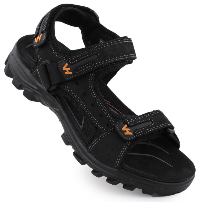 Herrenledersandalen für Klettverschlüsse Vanhorn 28302 schwarz