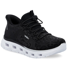 Frauen Sportschuhe im Leopardendruck Rieker M6066-01 schwarz