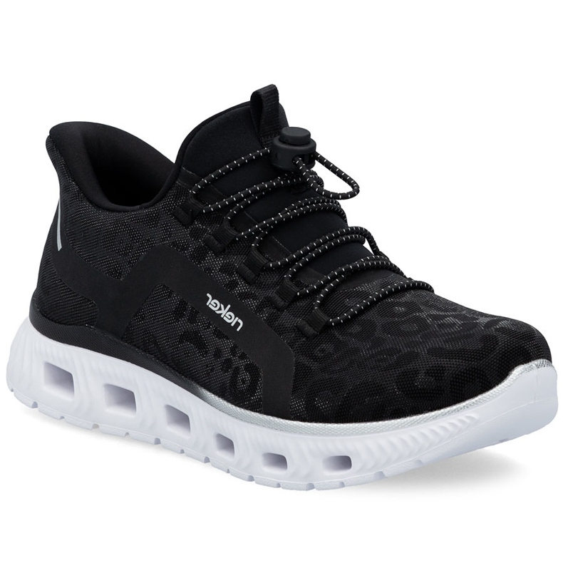 Frauen Sportschuhe im Leopardendruck Rieker M6066-01 schwarz