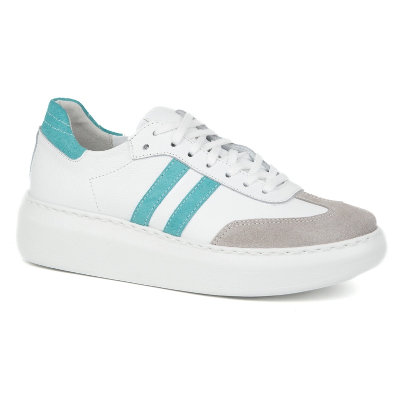 Damen -Leder -Sneaker für Frauen auf der weißen Plattform Olivier N1068S5