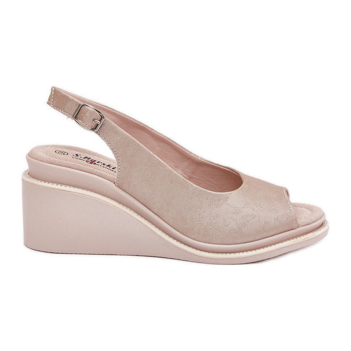 S.Barski Damen-Ledersandalen für Frauen am Keil S. Barski LR51-539 PLN golden