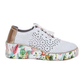 Damen -Lederschuhe für Artiker 56C1800 Weiß und Gold