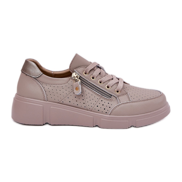 Vinceza Sneakers Leder Sportschuhe auf der Plattform mit dem Vincez Castle 88019 Dark Beige